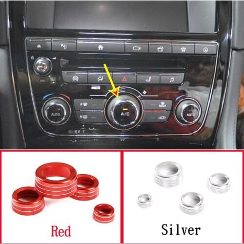 For Jaguar XJ 2010-2019 Car styling Aluminum alloy Silver/Red Car Air conditioner volume knob cover Trim Car Accessories
