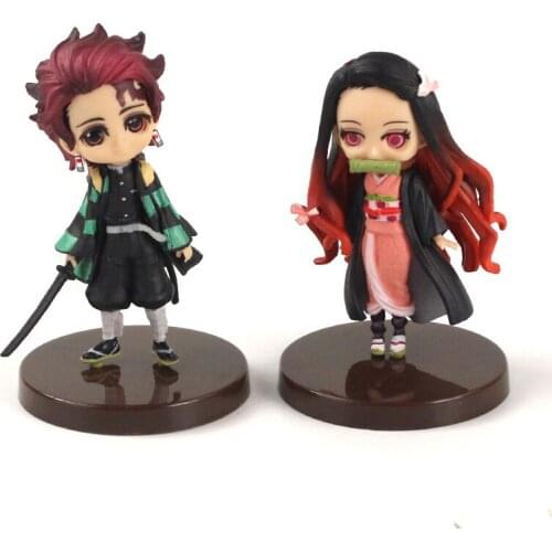 2pcs/set Anime Demon Slayer Kimetsu no Yaiba Figure Kamado Tanjirou Nezuko Action Figure PVC Model Toys Dolls