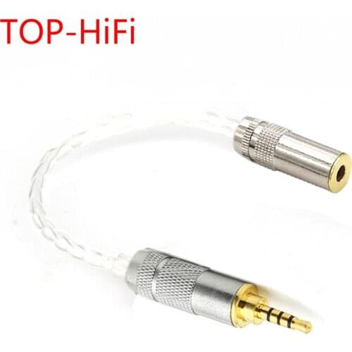 TOP-HiFi DIY Single Crystal Silver Plated 2.5mm TRRS Balanced Male to 4.4mm Balanced Female Audio Adapter Cable 4.4mm to 2.5mm