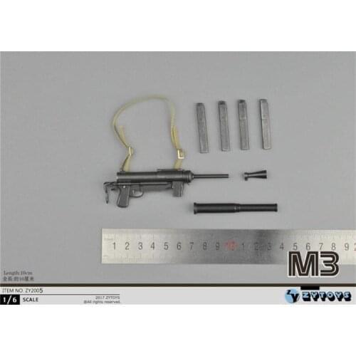 ZYTOYS Soldier 1/6th M3 Submachine Gun WWII Army USA Military Model For 12 Inch Doll Soldier Collection