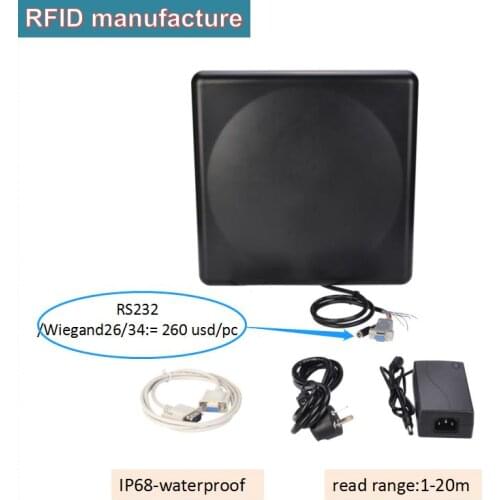 Impinj R2000 Integrated UHF RFID reader RS-232 /Wiegand26/34/TCP/IP 865~868Mhz 915mhz built-in 9.2dbi circular uhf rfid antenna