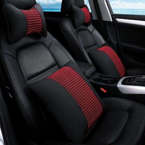 KKYSYELVA Leather Car Headrest Pillow Neck Pillows Lumbar Support for Office Chair Waist Back Support Car Styling