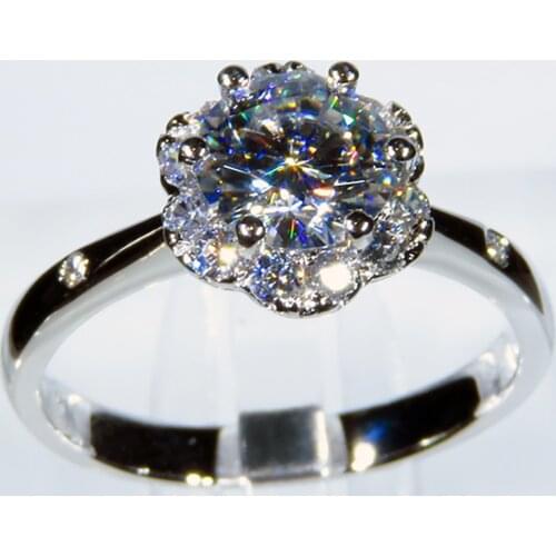 18K Au750 White Gold Women Ring Moissanite Diamonds 1 2 3 45 Carat Flower Elegant Wedding Party Engagement Anniversary Ring
