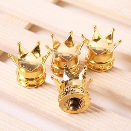 General decorations Valve Caps Gold Crown Alloy Car Gift of Valve Caps 2 Wheel Tire Deco Tyre Tire Covers Dust M4G8