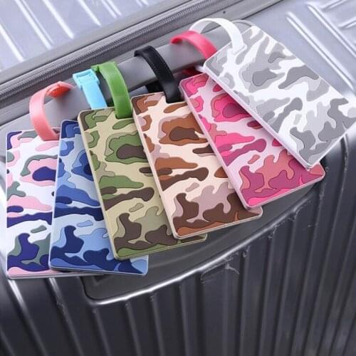 Square Travel Accessories Geometric Luggage Tags Silica Gel Suitcase ID Addres Holder Camouflage Baggage Boarding Portable Label