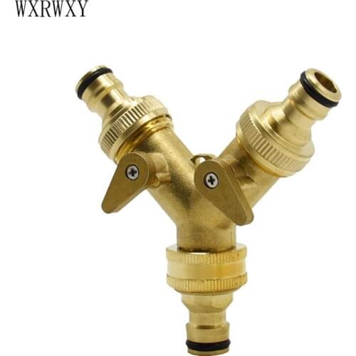 Brass Garden tap 2 way Hose tap Y-Connector Irrigation valve water splitter connectors 3/4 Sealing ring 5/8 Splitter 1pcs