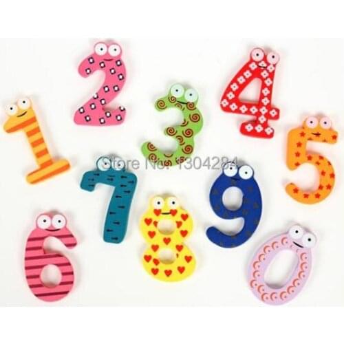 Hotsale 10 Wooden Number 0-9 Lovely Fridge Magnets Toy Set for Kids Children New A1813 rQfw