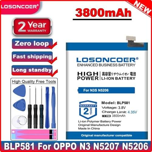 LOSONCOER Good Quality Battery 3600mAh BLP581 Battery for OPPO N3 N3 Dual SIM N3S N3T N5206 N5207 N5209 in stock