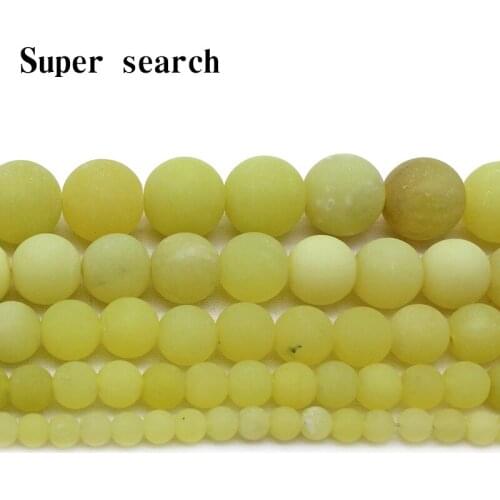 Matte Natural Stone light Yellow Lemon Jades Chalcedony Beads Round Loose spacer Beads For Jewelry Making DIY Bracelet Necklace