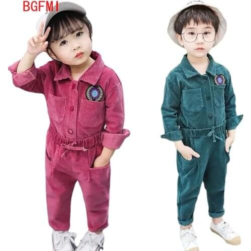 Fashion Baby Boys Girl Clothes Set Corduroy Shirt+Pant 2PCS Kids Casual Clothing Suit Long Sleeve Spring Fall 1-6T Girls Outfits