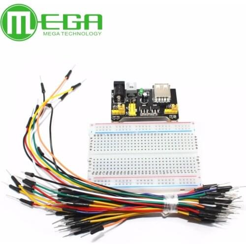 3.3V/5V Breadboard power module+ 400 points Solderless Prototype Bread board kit +65 Flexible jumper wires wholesale