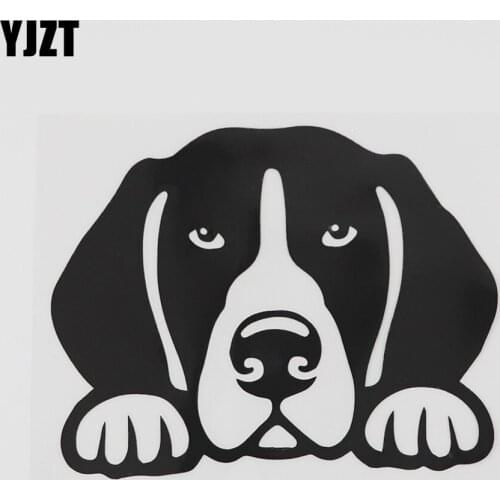 YJZT 13.5CMX10.8CM Fun Great Dane Peeking Decal Vinyl Car Sticker Black/Silver 8A-0608