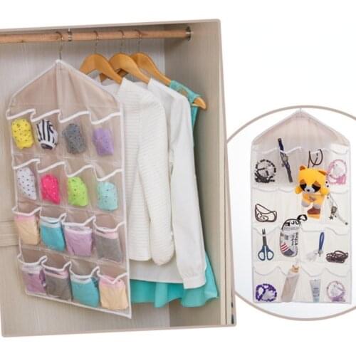 16 Pockets Wall Mounted Wardrobe Hang Organizer Sundries Jewelry Storage Bags Underwear Cosmetics Toys Organizer Bags New