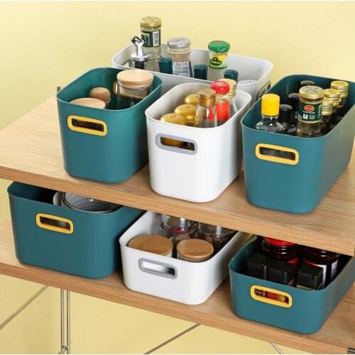 Contrasting Color Desktop Storage Box Household Snacks Cosmetics Sundries Storage Baskets Kitchen Pull-Out Sorting Organizer