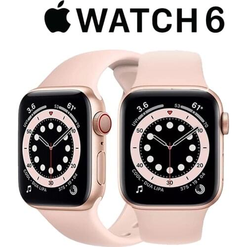 New original Apple Watch Series 6 (GPS, 40mm) iwatch 6 - Gold Aluminum Case with Pink Sand Sport Band Smart Watch