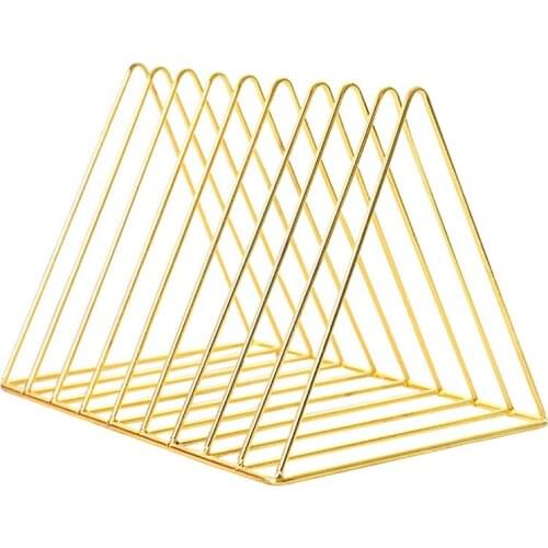 Office Book Ends Metal Record Holder Desktop Iron Storage Rack Bookshelf Multifunction Triple-cornered File Organizer