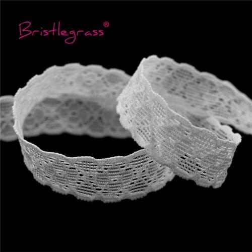 BRISTLEGRASS Wholesale 50 Yard 3/4" 20mm Nylon Lace Trim Elastics Spandex Band Tape Underwear Bra Lingerie Headband Sewing Craft