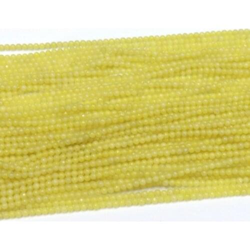 Multi size natural yellow jades stone chalcedony 2mm 3mm hot DIY jewelry round loose Beads 15" B421
