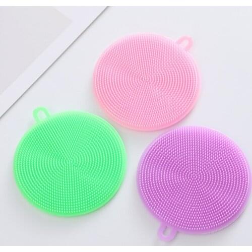 Dish Brush Decontamination Silicone Kitchen Dishwashing Brush Multifunctional Melon Fruit Vegetable round Silicone Dishcloth