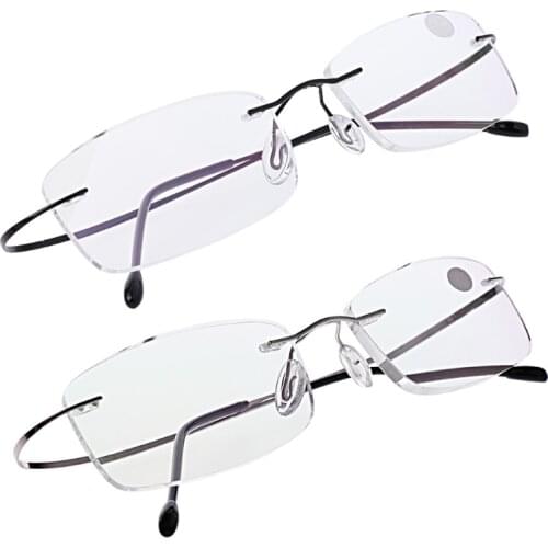 Ultralight Titanium Rimless Rectangular Glasses Spectacles Eyeglass Frame Eyewear