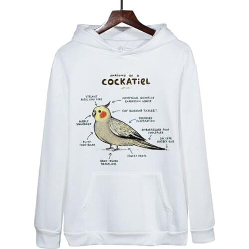 New Kawaii Animal Analysis Funny Printed Hoodie Sweatshirt Women Harajuku Streetwear Hoody Casual Dog Cat Fox Parrot Hooded Tops