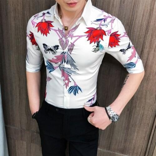 Spring striped social small wind short-sleeved shirt men pure color of cultivate morality A236-8806 - P55