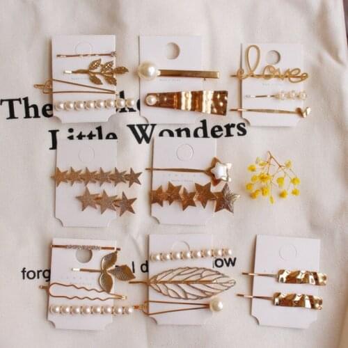 Metal Hairpins Geometric Irregular Pearl Shape Imitiation Hair Ties Girls Barrettes Hairband Clips Hair Accessories for Women