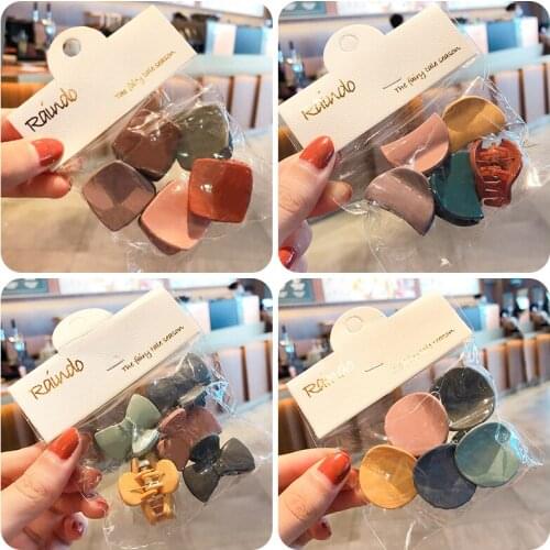 5 Pcs/Bag New Women Girls Elegant Colorsful Acrylic Hair Claws Lady Lovely Small Claw Clamp Female Fashion Hair Accessories