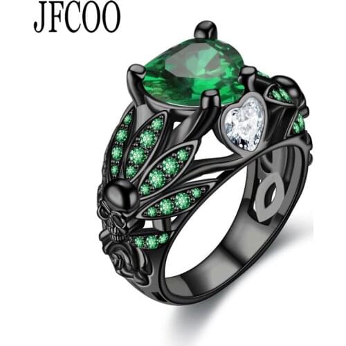 Skull Punk Ring For Women Purple Crystal CZ Rings Black Gold color Wedding Valentines Day Gifts Jewelry Gift Dropshipping