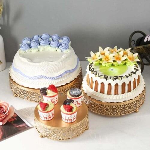 Gold Mirror Metal Cake Stand Round Cupcake Wedding Birthday Party Dessert Pedestal Display Plate Party Display Cake Trays Decor