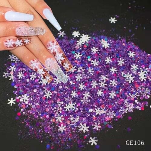 1bag Holographic Xmas laser Snowflakes Nail Sequins Flakes 3D Nail Art Glitter Laser AB Silver Paillette Manicure Decoration10g