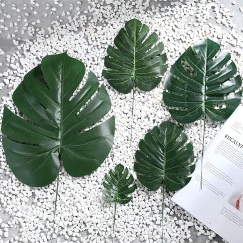 1pcs Artificial Tropical leaves Gold Leaves decor Hawaii Theme Party table decor Summer party decor ballon deco Photo props