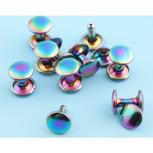 10sets 9mm Double Cap Rivets Rainbow Rivets Nails Metal studs Round Studs for Bag Belt Garment Bracelet