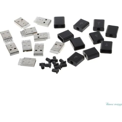 10Pcs/Set DIY USB 2.0 Type A Male 4P Adapter Connector Plug Socket with Plastic Shell