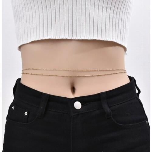 2021 New Double Layer Bohemian Metal Beads Round Chain Belt Waist Chain Trend Sexy Summer Beach Female Body Chain