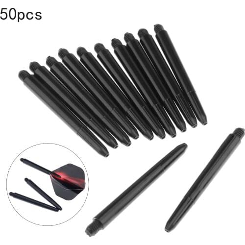 50Pcs 2BA Nylon Dart Shafts 48mm Screw Thread Plastic Darts Rod Stems Darts Accessories For Standard 2BA Screw Thread Black