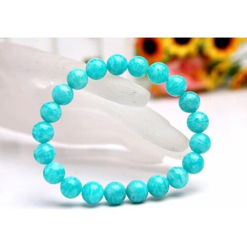 9mm Genuine Mozambique Natural Green Amazonite Round Beads Jewelry Stretch Charm Women Lady Bracelets