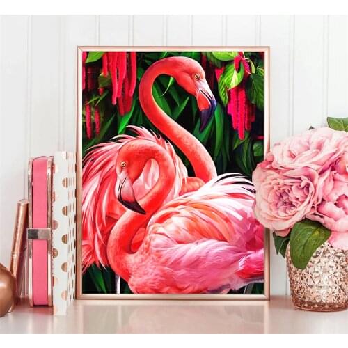 Huacan Diamond Painting Flamingo Full Drill Square/Round Animal 5D Diamond Embroidery Rhinestone Picture Diamond Mosaic Gift