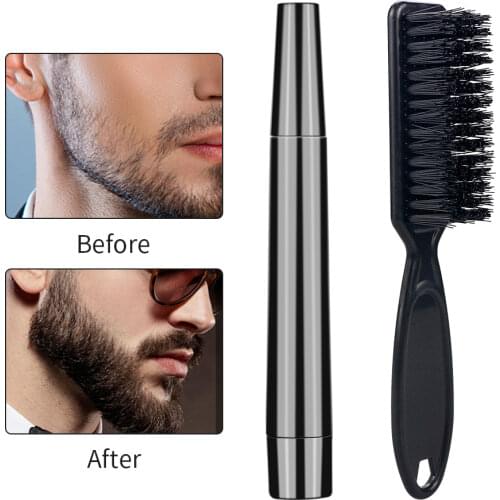 Beard Filling Pencil Set Beard Pen And Hair Brush Barber Facial Beard Enhancer Waterproof Mustache Repair Shape Tool Hair Pencil