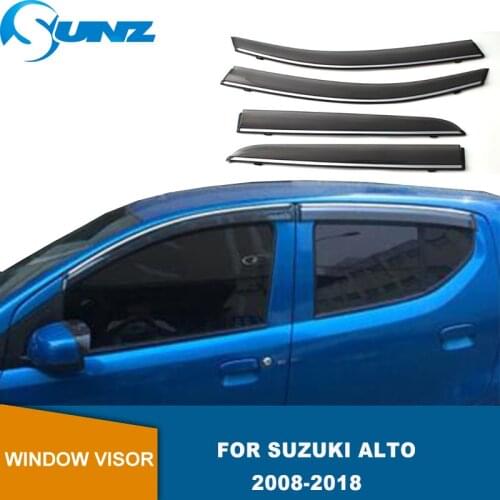 Side Window Deflector For Suzuki Alto 2008-2018 4pcs Chrome Trim Window Visors Weathershields SUNZ