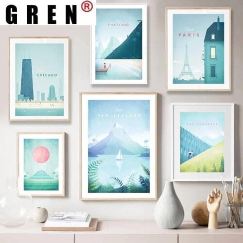 GREN Nordic Visit World Sights City Landscape Canvas Painting Wall Art Print Poster Picture Modern Bedroom Home Decor