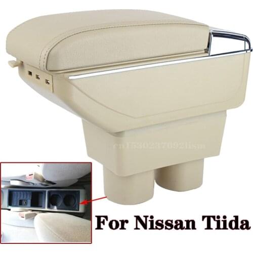 PU Leather for Nissan Tiida Nissan Sylphy Armrests Box Central Store Conten Box with Cup Holder
