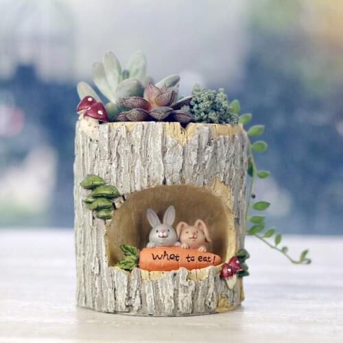 Creative Tree House Animals Flower Pot Succulent Plant Pots Resin Desktop Cartoon Planters Home Garden Decoration Birthday Gifts