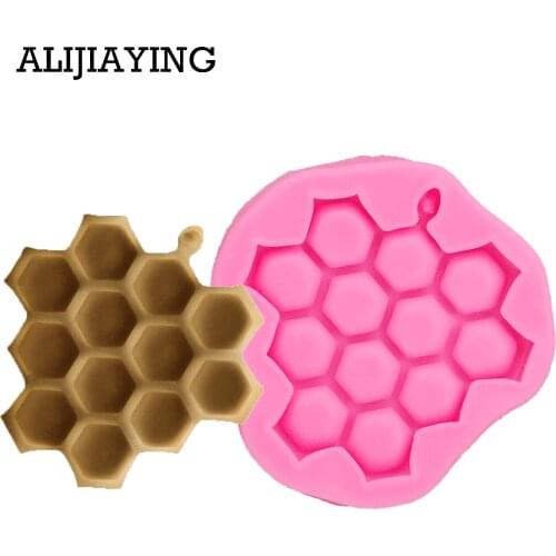 M1279 1Pcs Cartoon bee honeycomb silicone sugar mold cake decorating tools Fondant chocolate dessert tool