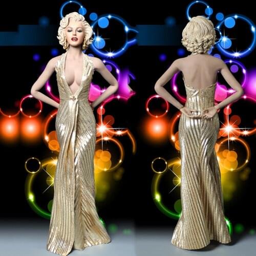 1/6 Scale Sexy pose Lady Female Goddess Head Dress Suit & Shoes F12"Largest Girl Breast Collectible Action Figure