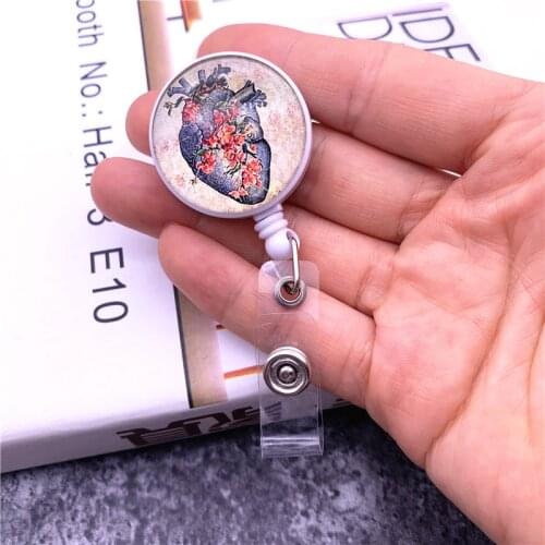 Pretty girl Mini Retractable Badge Holder Cartoon Nurse Lanyards ID Name Card Badge Holder Clip Student Doctors Badge Holder