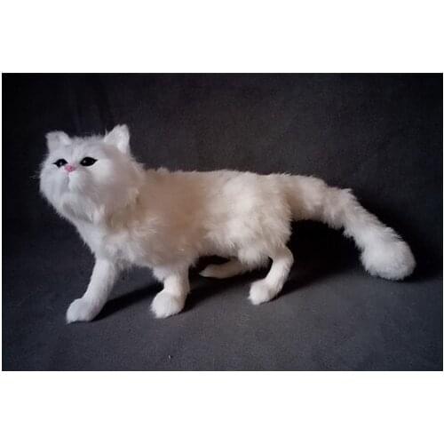 Simulation cute white cat 55x23cm model polyethylene&furscat model home decoration props ,model gift d421
