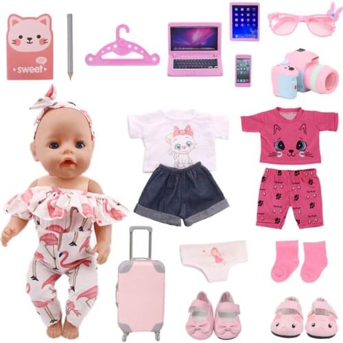 Cute Pink Cat Theme Doll Clothes Accessories Choose for 18 Inch Girl Doll and 43 cm New Born Baby Items and Our Generation