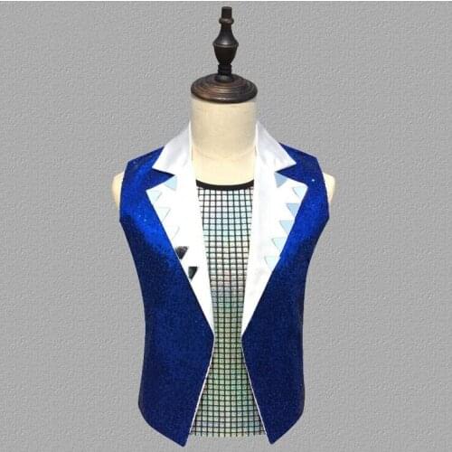 2020 New Arrival Dress Vests Hair stylist bar Costumes For Men Slim Mens Fashion DJ Vest Male Casual Sleeveless Jacket S-3XL