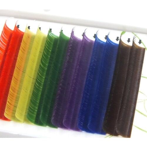 2017 New 6 colors Rainbow Colored Eyelash Extension color eyelashes extension tool All size